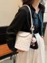 Mini Quilted Pattern Flap Bucket Bag Knot Design Strap