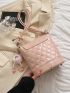 Mini Quilted Pattern Flap Bucket Bag Knot Design Strap