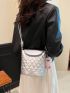 Mini Quilted Pattern Flap Bucket Bag Knot Design Strap