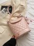 Mini Quilted Pattern Flap Bucket Bag Knot Design Strap