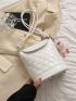 Mini Quilted Pattern Flap Bucket Bag Knot Design Strap