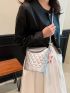 Mini Quilted Pattern Flap Bucket Bag Knot Design Strap