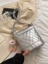 Mini Quilted Pattern Flap Bucket Bag Knot Design Strap