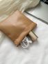 Minimalist Coin Purse Solid Khaki Self-Closing PU