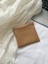 Minimalist Coin Purse Solid Khaki Self-Closing PU