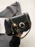 Small Faux Pearl Decor Flap Chain Shoulder Bag Ruched Detail