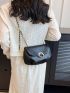 Small Faux Pearl Decor Flap Chain Shoulder Bag Ruched Detail