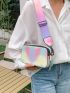 Colorblock Square Bag Fashionable Adjustable Strap For Daily