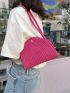 Small Straw Bag Neon Pink Funky Double Handle