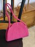 Small Straw Bag Neon Pink Funky Double Handle