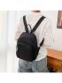 Minimalist Classic Backpack Small Zipper Black Nylon