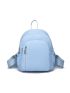 Minimalist Classic Backpack Small Zipper Blue Nylon