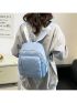 Minimalist Classic Backpack Small Zipper Blue Nylon