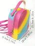 Mini Classic Backpack Colorblock Striped Pattern PVC