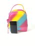 Mini Classic Backpack Colorblock Striped Pattern PVC