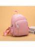 Minimalist Classic Backpack Small Zipper Pink Nylon