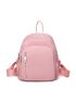 Minimalist Classic Backpack Small Zipper Pink Nylon