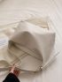 Large Hobo Bag Embossed Detail Minimalist White