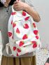 Commuting To Class For Tablet Computer Mobile Phone Books & Other Items Strawberry Pattern Classic Backpack