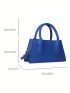 Small Baguette Bag Litchi Embossed Minimalist Blue