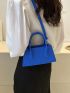 Small Baguette Bag Litchi Embossed Minimalist Blue