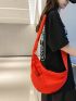 Mini Hobo Bag Zip Front Solid Red Minimalist