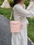 Mini Flap Quilted Pattern Bucket Bag Pink