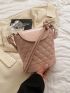 Mini Flap Quilted Pattern Bucket Bag Pink