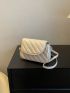 Small Flap Crossbody Bag Quilted Pattern Solid White