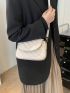 Small Flap Crossbody Bag Quilted Pattern Solid White