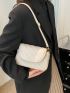 Small Flap Crossbody Bag Quilted Pattern Solid White