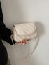 Small Flap Crossbody Bag Quilted Pattern Solid White