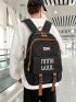 Medium Functional Backpack Letter Graphic Release Buckle Decor