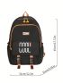 Medium Functional Backpack Letter Graphic Release Buckle Decor