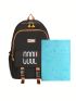 Medium Functional Backpack Letter Graphic Release Buckle Decor