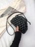 Quilted Pattern Dome Bag Small Black Fashionable