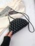 Quilted Pattern Dome Bag Small Black Fashionable