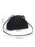 Quilted Pattern Dome Bag Small Black Fashionable