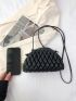 Quilted Pattern Dome Bag Small Black Fashionable