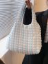 Color Block Shopper Bag Medium Double Handle Ruched Detail