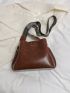 Minimalist Crossbody Bag Metal Decor Brown Vintage