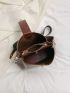 Minimalist Crossbody Bag Metal Decor Brown Vintage