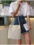 Minimalist Straw Bag Double Handle Vacation Portable