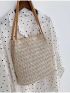 Minimalist Straw Bag Double Handle Vacation Portable