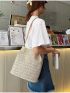 Minimalist Straw Bag Double Handle Vacation Portable