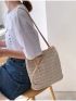 Minimalist Straw Bag Double Handle Vacation Portable