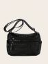 Minimalist Braided Detail Square Bag Medium Black Vintage