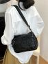 Minimalist Braided Detail Square Bag Medium Black Vintage