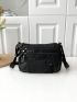 Minimalist Braided Detail Square Bag Medium Black Vintage