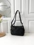 Minimalist Braided Detail Square Bag Medium Black Vintage